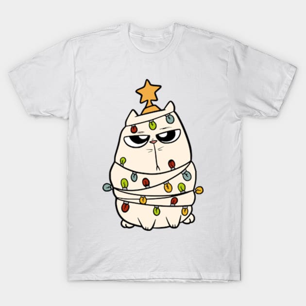 Cute Cat Christmas Tree T-Shirt by Petko121212